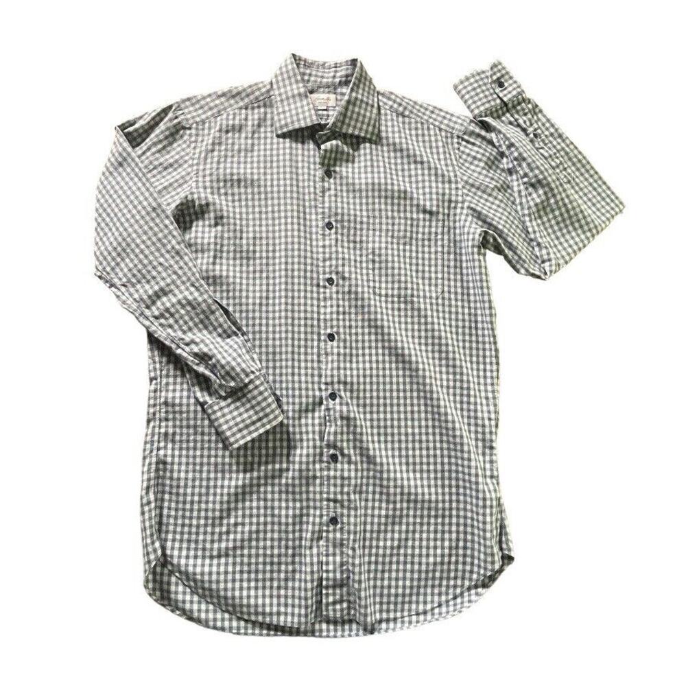 Hamilton Co. 1883 LS Button Up Shirt Jan 21 Gingham Plaid Navy Blue Medium Men